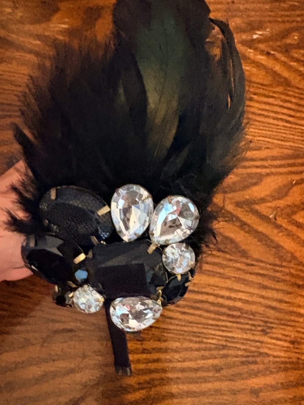 Black Feather & Crystal Headband - Elegant Women’s Accessory
